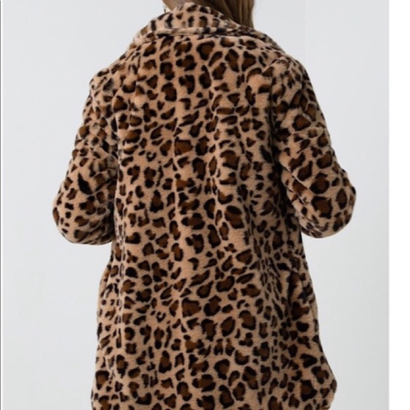 NEW Leopard Print Teddy Coat Jacket Soft Fuzzy - Picture 3 of 8